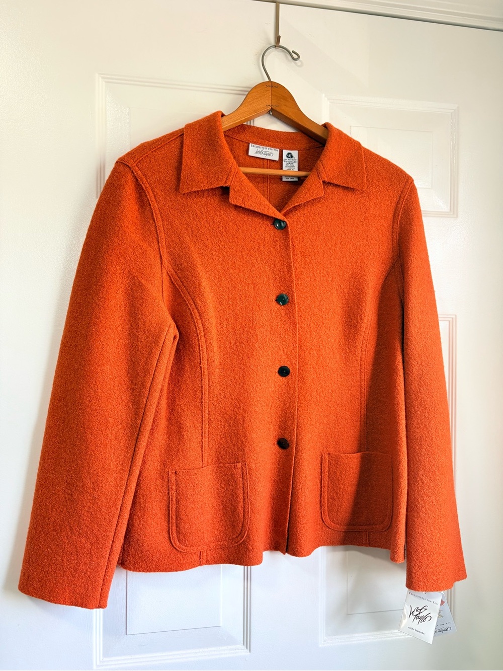 Lord & Taylor Burnt Tangerine Orange Button-Front Wool Jacket NWT